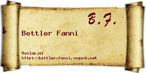 Bettler Fanni névjegykártya